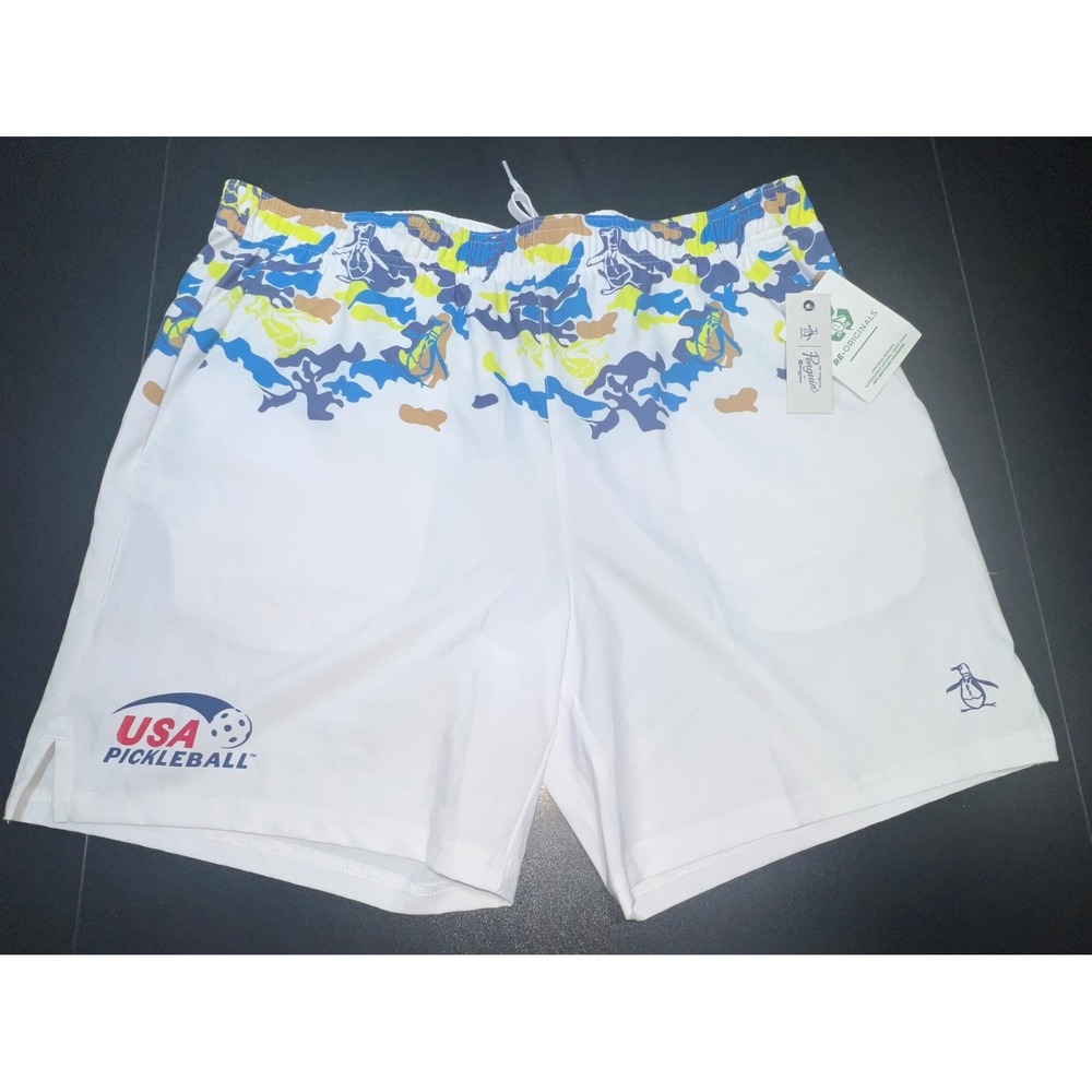 Original Penguin‎ USA Pickleball Shorts Mens Large White Camo Stretch Athletic